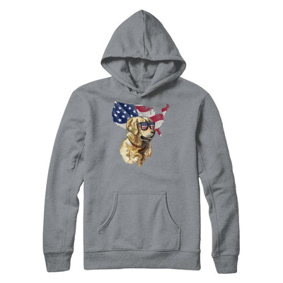 Funny Patriot Golden Retriever Dog 4Th Of July American Flag-T-Shirt & Hoodie-Pullover Hoodie-Light Steel