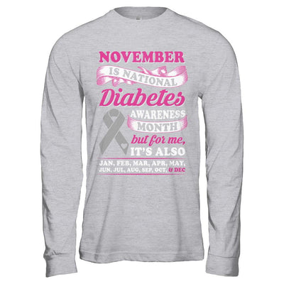 November Is National Diabetes Awareness Month-T-Shirt & Hoodie-Long Sleeve T-Shirt-Sport Grey