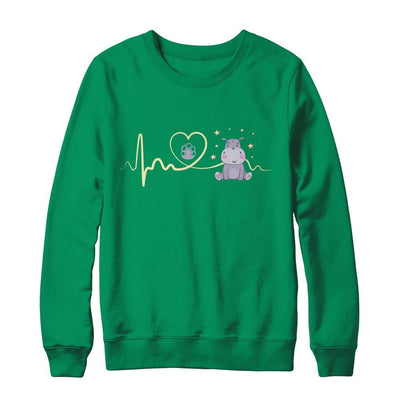 Hippo Cute Preemie Baby Heartbeat-T-Shirt & Sweatshirt-Crewneck Sweatshirt-Irish Green