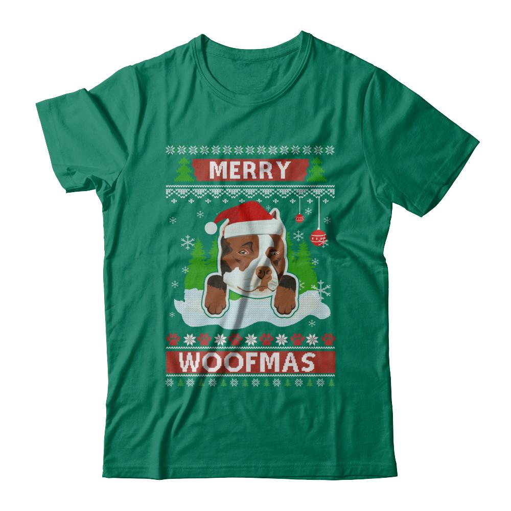 Pitbull Merry Woofmas Ugly Christmas Sweater-T-Shirt & Sweatshirt-Classic T-Shirt-Kelly Green