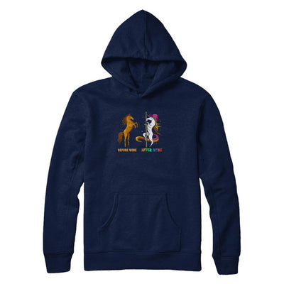 Before Wine After Wine Unicorn-T-Shirt & Tank Top-Pullover Hoodie-Navy