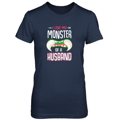Monster Of A Husband Funny Couples Halloween-T-Shirt & Tank Top-Women's T-Shirt-Navy