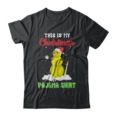This Is My Christmas Pajama Xmas Snowman Softball-T-Shirt & Sweatshirt-Classic T-Shirt-Black