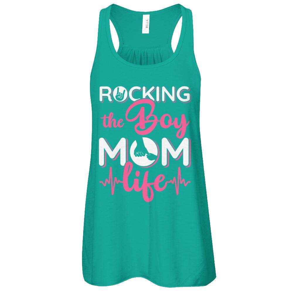 Rocking The Boy Mom Life-T-Shirt & Tank Top-Women's Flowy Racerback Tank-Kelly
