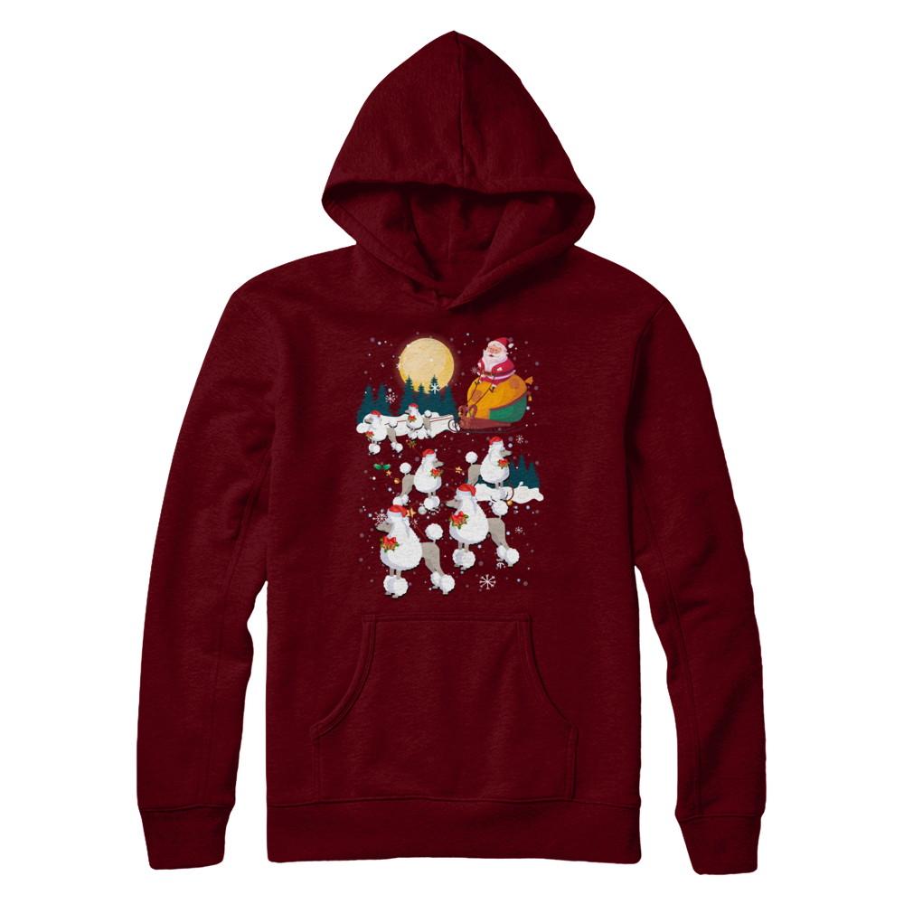 Dog Reindeer Poodle Christmas Gift-T-Shirt & Sweatshirt-Pullover Hoodie-Maroon