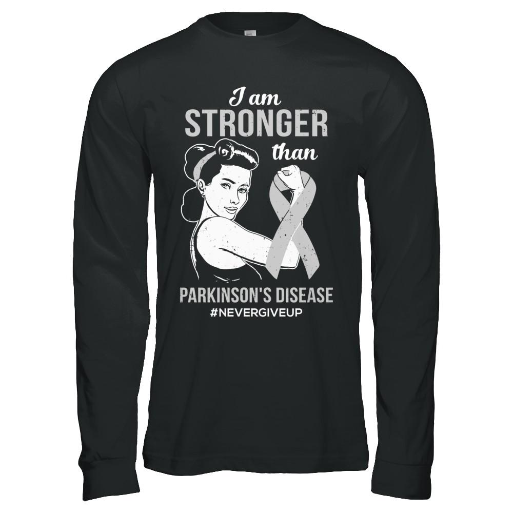 I Am Stronger Than Parkinson's Disease Awareness Support-T-Shirt & Hoodie-Long Sleeve T-Shirt-Black