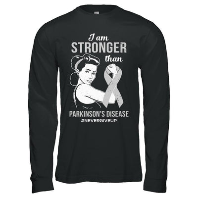 I Am Stronger Than Parkinson's Disease Awareness Support-T-Shirt & Hoodie-Long Sleeve T-Shirt-Black
