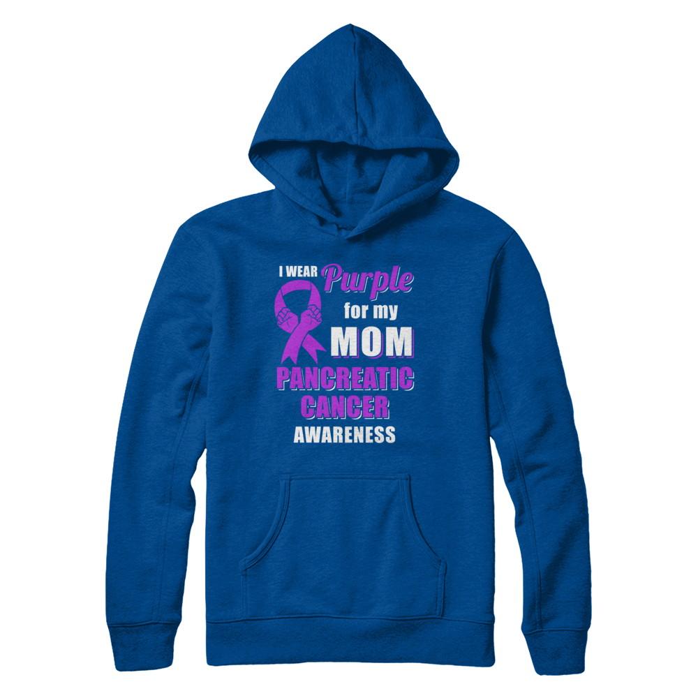 I Wear Purple For My Mom Pancreatic Cancer Son Daughter-T-Shirt & Hoodie-Pullover Hoodie-Deep Royal