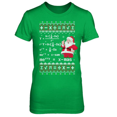 Funny Merry Xmas In Math Ugly Christmas Sweater-T-Shirt & Sweatshirt-Women's T-Shirt-Irish Green