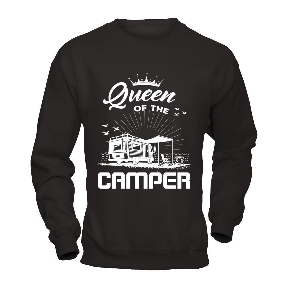 Queen Of The Camper-T-Shirt & Hoodie-Crewneck Sweatshirt-Black
