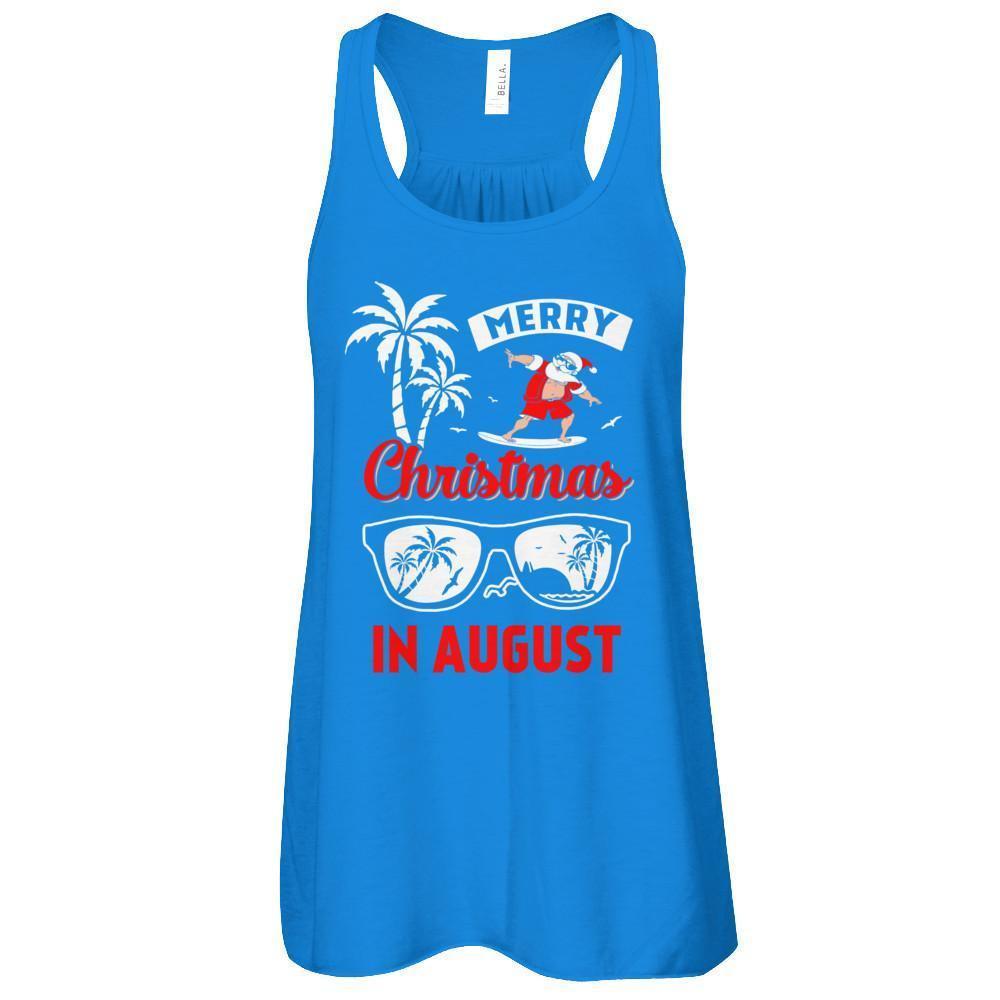 Merry Christmas In August-T-Shirt & Tank Top-Women's Flowy Racerback Tank-True Royal