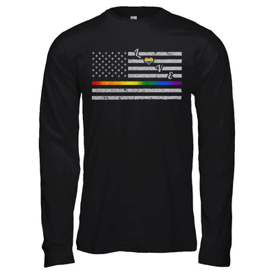 Love Rainbow Heart Flag Lesbian Gay Pride Lgbt-T-Shirt & Hoodie-Long Sleeve T-Shirt-Black