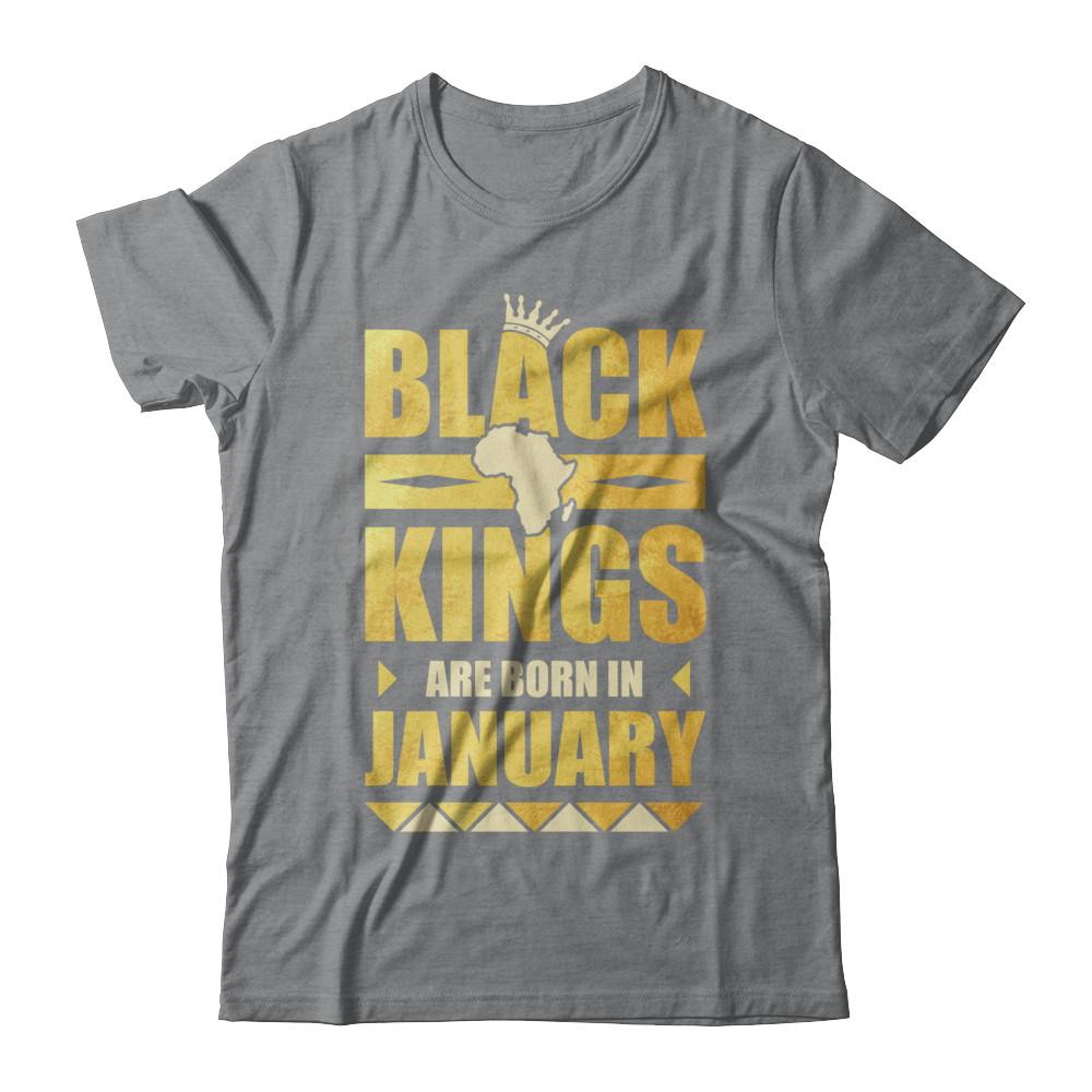 Black Kings Are Born In January Birthday-T-Shirt & Hoodie-Classic T-Shirt-Sport Grey