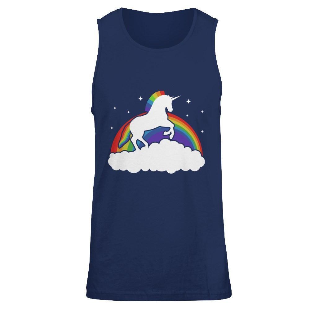 Totally Straight Unicorn Rainbow Gay Pride-T-Shirt & Hoodie-Unisex Tank-Navy
