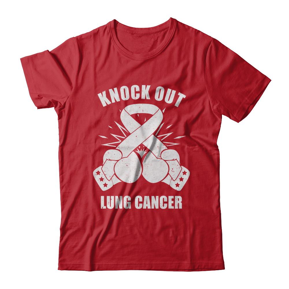 Boxing knock out Lung Cancer Awareness Support-T-Shirt & Hoodie-Classic T-Shirt-Red