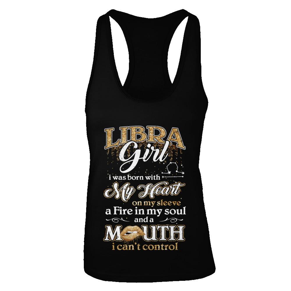 I'm A Libra Girl Lipstick September October Funny Zodiac Birthday-T-Shirt & Tank Top-Women's Ideal Racerback Tank-Black