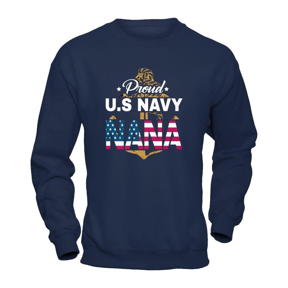 Proud US Navy Nana-T-Shirt & Hoodie-Crewneck Sweatshirt-Navy