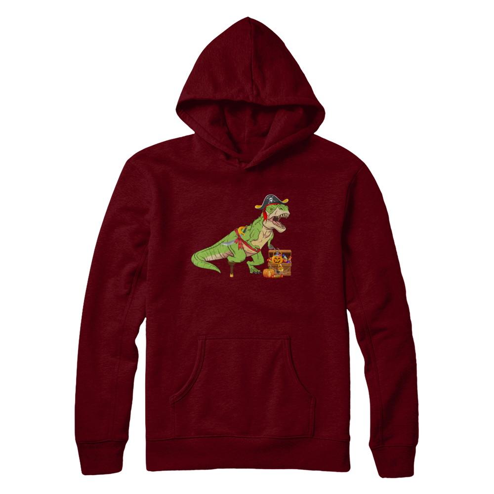 Dinosaurs T-Rex Pirate Halloween Saurus For Men Women-T-Shirt & Hoodie-Pullover Hoodie-Maroon