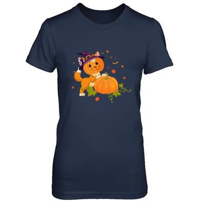 Funny Halloween Cat Pumpkin Costume-T-Shirt & Hoodie-Women's T-Shirt-Navy