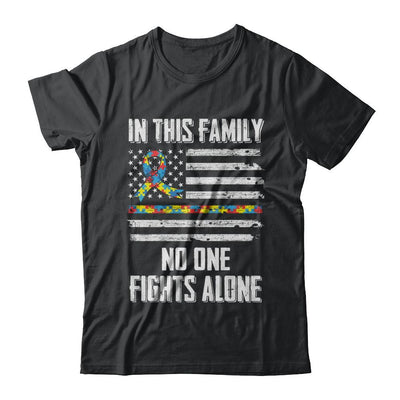 In This Family No One Fights Alone Autism Awareness-T-Shirt & Hoodie-Classic T-Shirt-Black