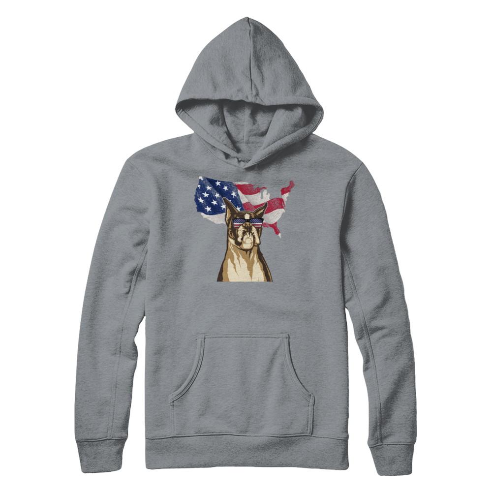 Funny Patriot Boxer Dog 4Th Of July American Flag-T-Shirt & Hoodie-Pullover Hoodie-Light Steel
