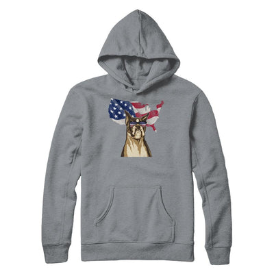 Funny Patriot Boxer Dog 4Th Of July American Flag-T-Shirt & Hoodie-Pullover Hoodie-Light Steel