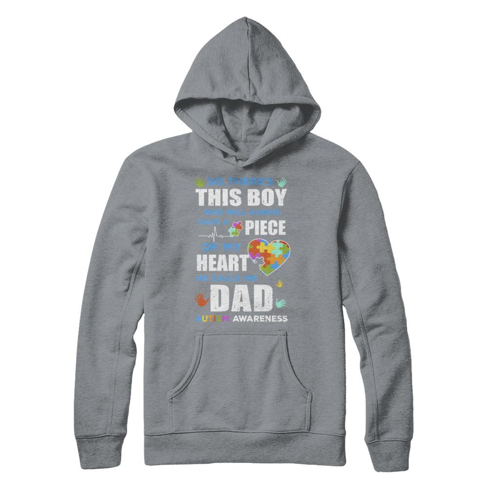 There's This Boy He Calls Me Dad Autism Awareness-T-Shirt & Hoodie-Pullover Hoodie-Light Steel