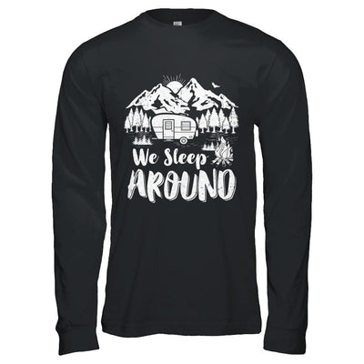 We Sleep Around Funny Husband Wife Camping-T-Shirt & Hoodie-Long Sleeve T-Shirt-Black