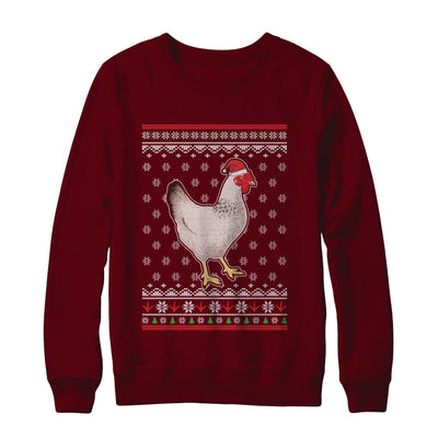 Pajamas Chicken With Santa Hat Ugly Christmas Sweater-T-Shirt & Sweatshirt-Crewneck Sweatshirt-Maroon