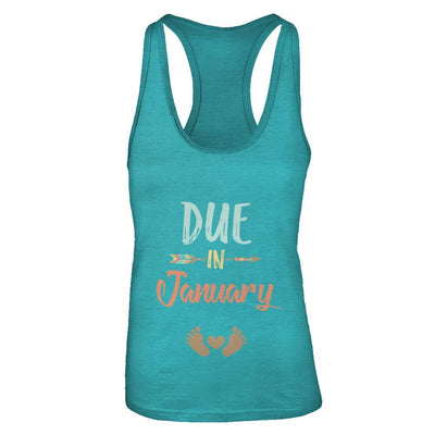 Due Date January 2021 Announcement Mommy Bump Pregnancy-T-Shirt & Tank Top-Women's Ideal Racerback Tank-Tahiti Blue