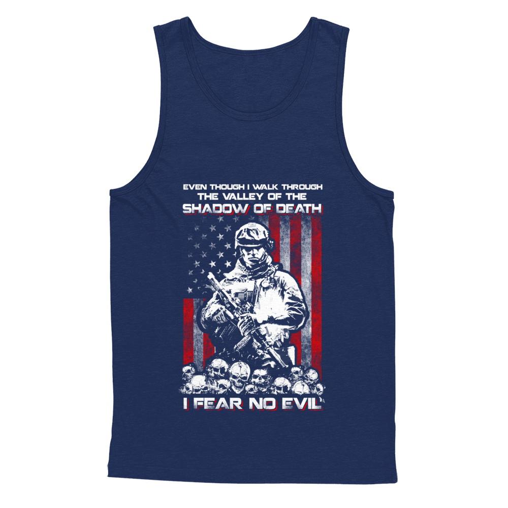 Veteran I Walk Through Shadow Of Death I Fear No Evil-T-Shirt & Hoodie-Unisex Tank-Navy
