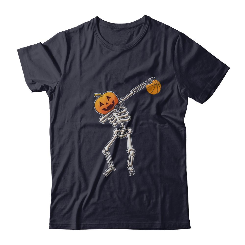 Halloween Dabbing Skeleton Basketball-T-Shirt & Hoodie-Premium T-Shirt-Midnight Navy