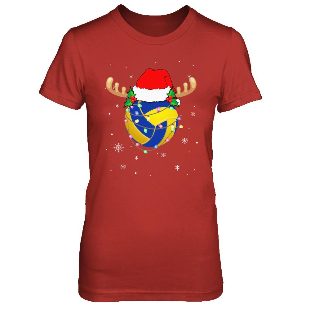 Santa Hat Volleyball Reindeer Christmas Gifts-T-Shirt & Sweatshirt-Women's T-Shirt-Red