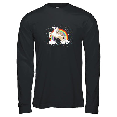 Funny Sloth Riding Unicorn Lover-T-Shirt & Tank Top-Long Sleeve T-Shirt-Black