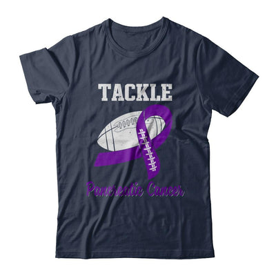 Football Survivor Tackle Purple Pancreatic Cancer Awareness-T-Shirt & Hoodie-Classic T-Shirt-Navy