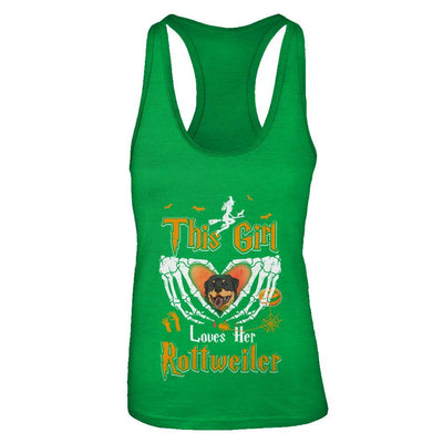 This Girl Love Her Dog Rottweiler Halloween-T-Shirt & Tank Top-Women's Ideal Racerback Tank-Kelly Green
