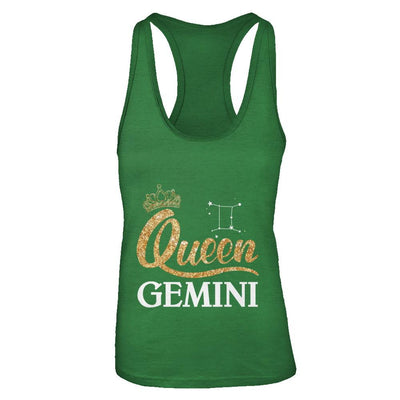 Queen Gemini Zodiac May June Birthday Gift-T-Shirt & Tank Top-Women's Ideal Racerback Tank-Kelly Green