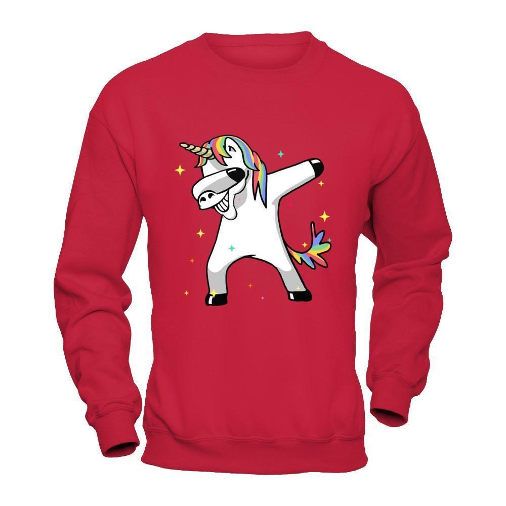 Funny Unicorn Dabbing-T-Shirt & Hoodie-Crewneck Sweatshirt-Red