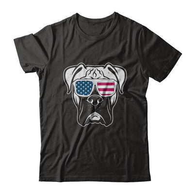 Boxer Dog American Flag Glasses 4Th Of July-T-Shirt & Hoodie-Classic T-Shirt-Black