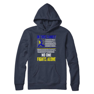In This Family No One Fights Alone Down Syndrome-T-Shirt & Hoodie-Pullover Hoodie-Navy
