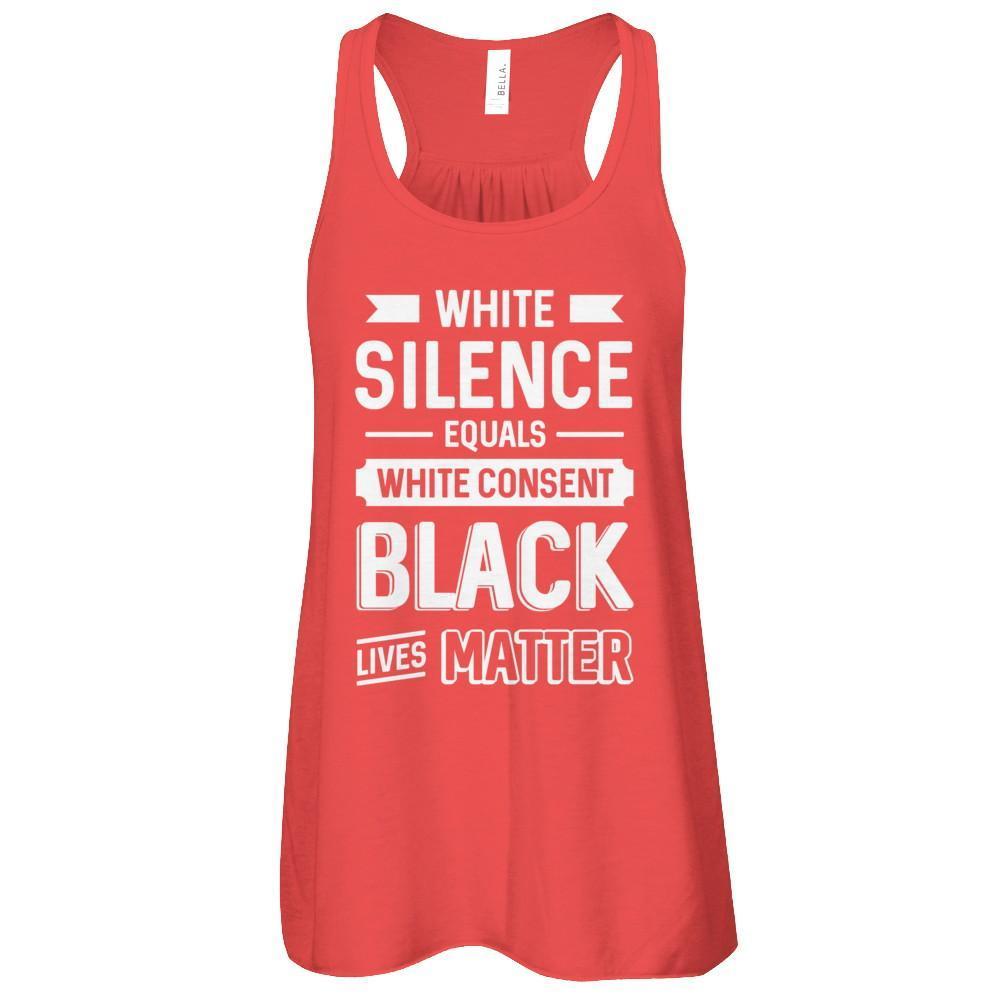 White Silence Equals White Consent Black Lives Matter-T-Shirt & Tank Top-Women's Flowy Racerback Tank-Red