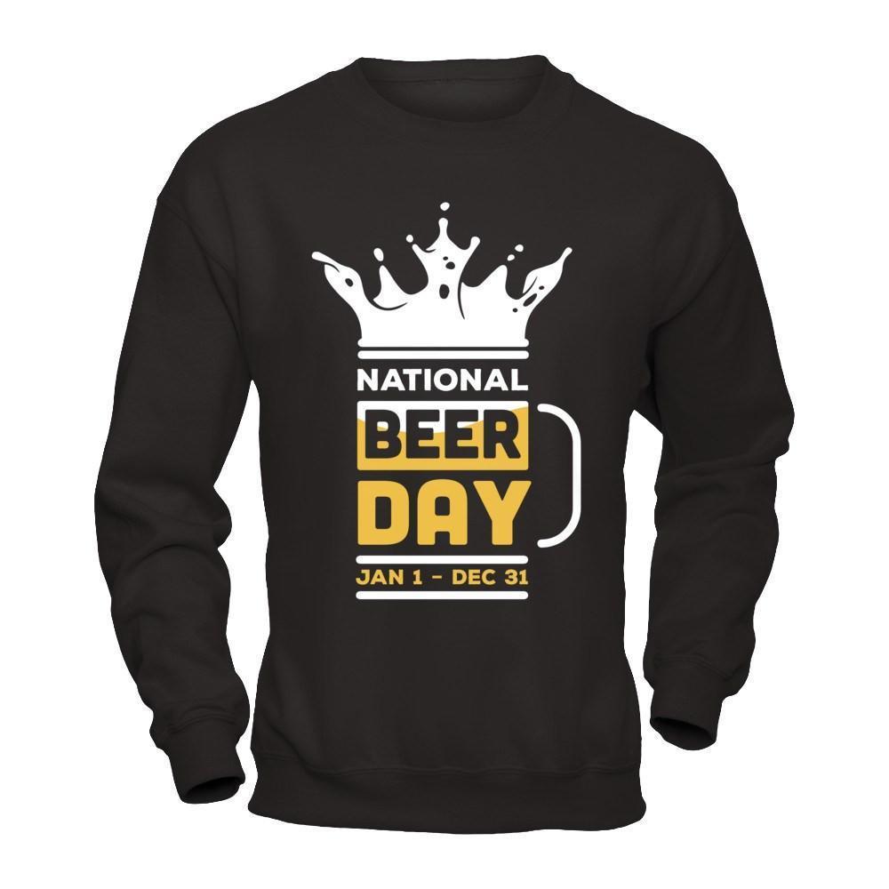 National Beer Day Jan 1 Dec 31-T-Shirt & Hoodie-Crewneck Sweatshirt-Black