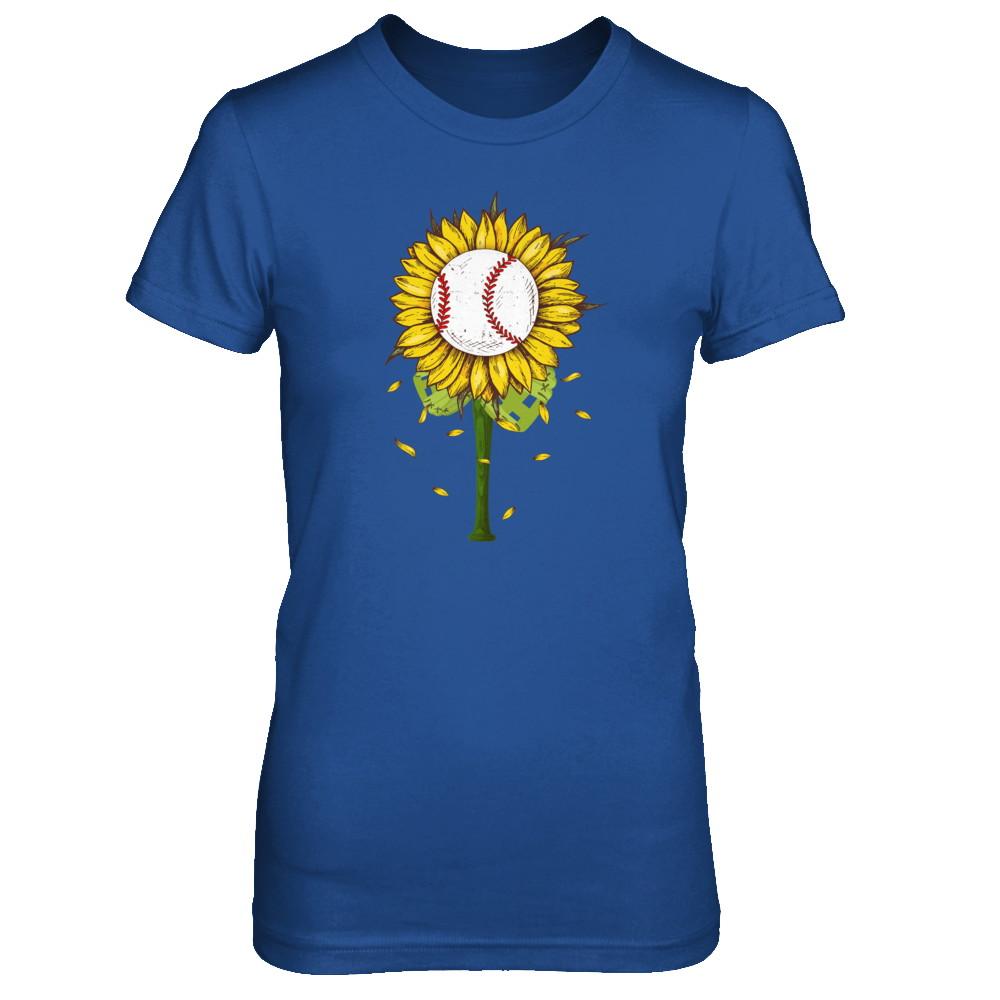 Sunflower Baseball Mom Daughter Lover Gift-T-Shirt & Tank Top-Women's T-Shirt-Royal