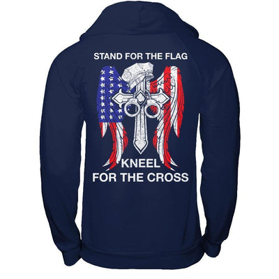 Police Stand For The Flag Kneel For The Cross-T-Shirt & Hoodie-Pullover Hoodie-Navy