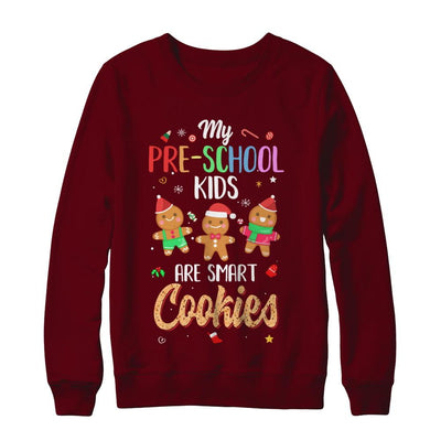 Teacher My Pre-shcool Kids Are Smart Cookies Christmas-T-Shirt & Sweatshirt-Crewneck Sweatshirt-Maroon