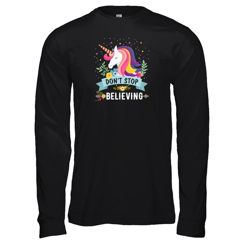 Unicorn Don't Stop Believing-T-Shirt & Tank Top-Long Sleeve T-Shirt-Black