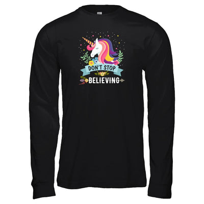 Unicorn Don't Stop Believing-T-Shirt & Tank Top-Long Sleeve T-Shirt-Black