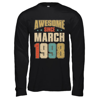 Vintage Retro Awesome Since March 1998 23th Birthday-T-Shirt & Hoodie-Long Sleeve T-Shirt-Black