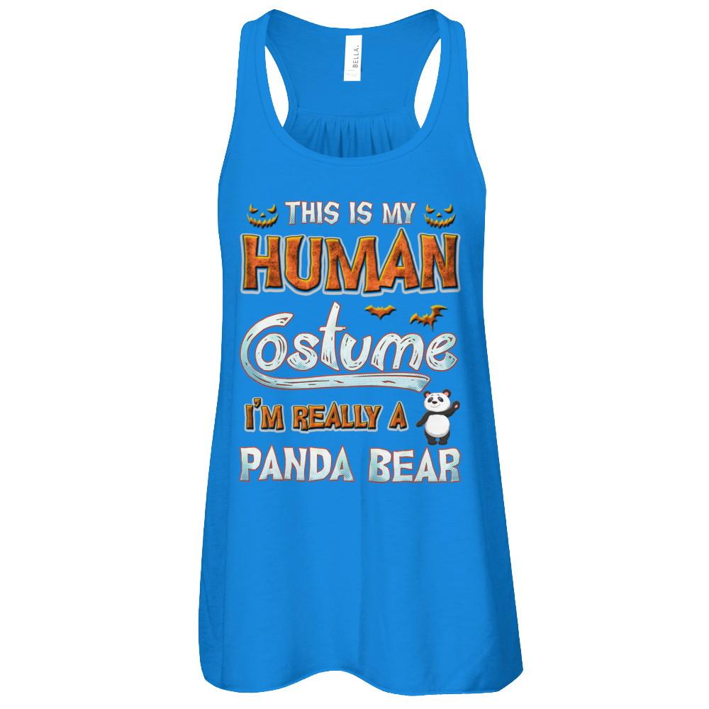 Panda Halloween My Human Costume I'm Really A Panda-T-Shirt & Tank Top-Women's Flowy Racerback Tank-True Royal