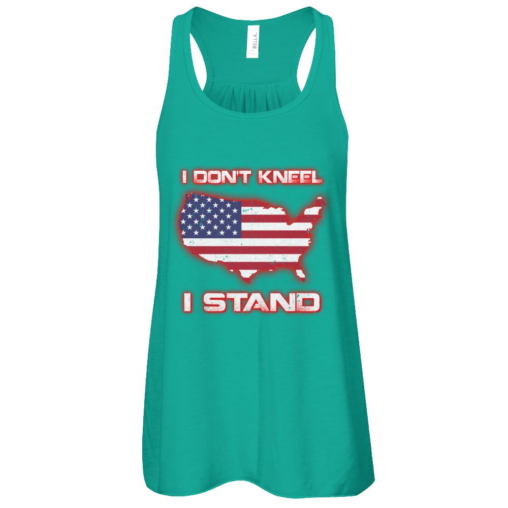 I Don't Kneel I Stand Us American Flag-T-Shirt & Tank Top-Women's Flowy Racerback Tank-Kelly